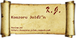 Koszoru Jolán névjegykártya